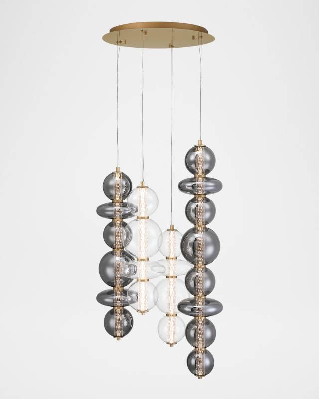 Atomo 50" 4-Light Multi-Drop LED Chandelier, Gold